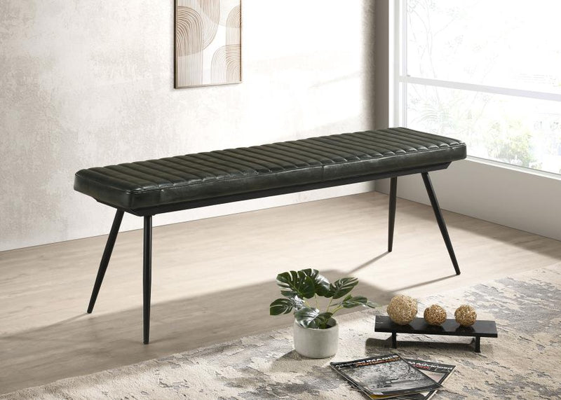 Misty Leather Upholstered Dining Bench Antique Espresso-zoom-