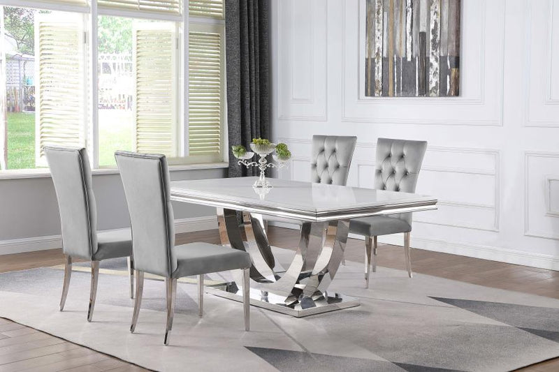 Kerwin 5-piece Rectangular Dining Table Set Grey and Chrome-zoom-