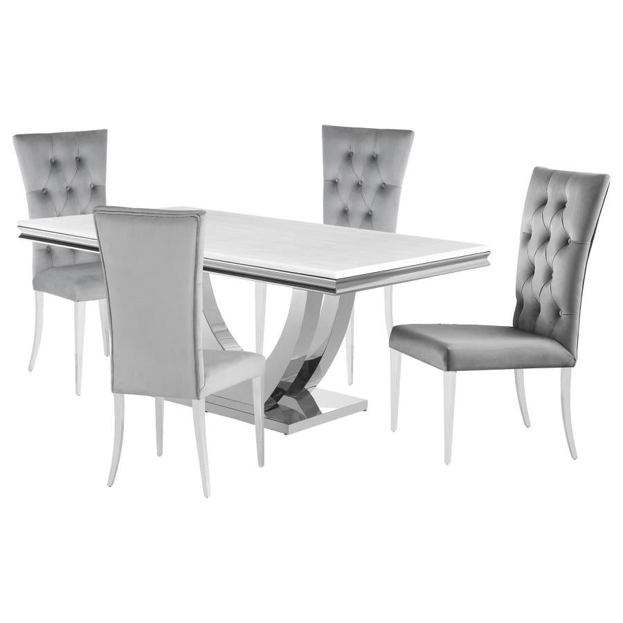 Kerwin 5-piece Rectangular Dining Table Set Grey and Chrome-zoom-2