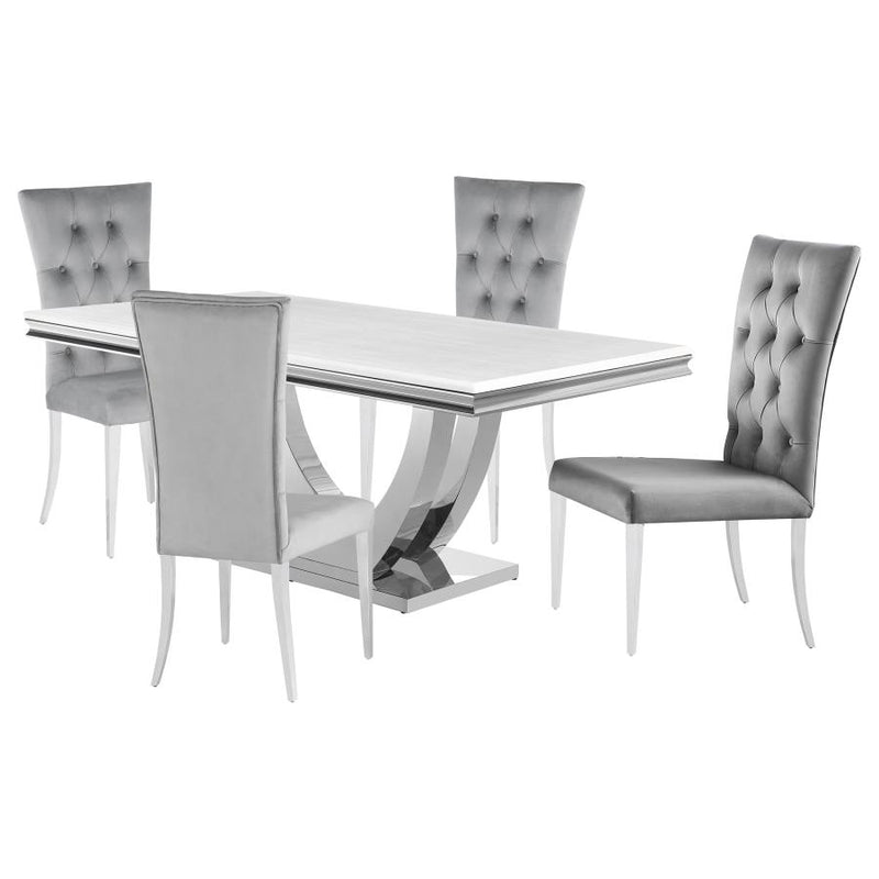 Kerwin 5-piece Rectangular Dining Table Set Grey and Chrome-zoom-