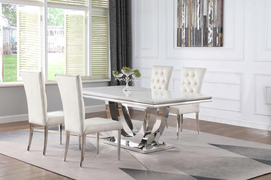 Kerwin 5-piece Rectangular Dining Table Set White and Chrome-1