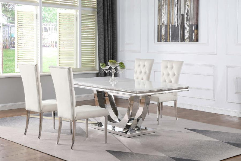 Kerwin 5-piece Rectangular Dining Table Set White and Chrome-zoom-