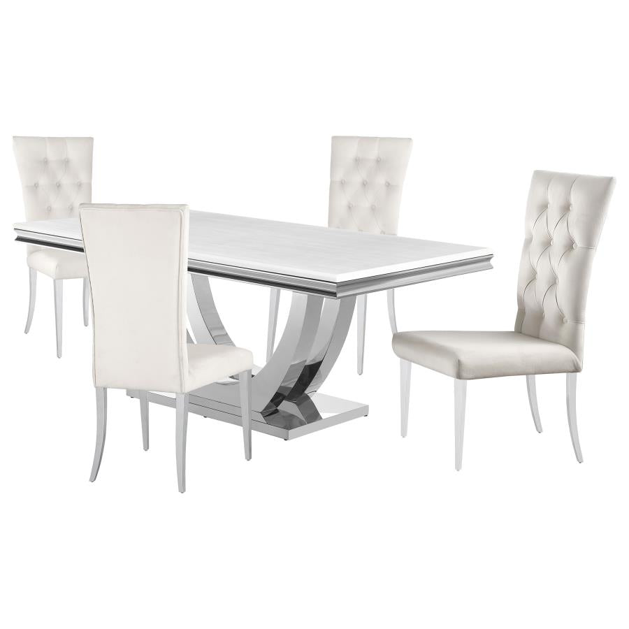 Kerwin 5-piece Rectangular Dining Table Set White and Chrome-2