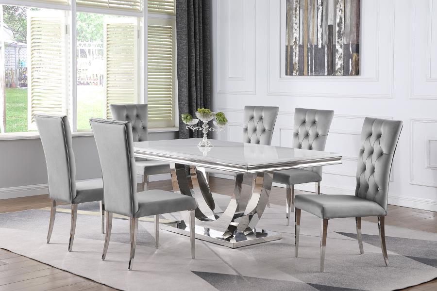 Kerwin 7-piece Rectangular Dining Table Set Grey and Chrome-zoom-1