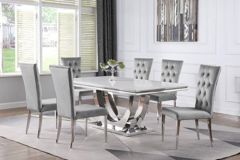 Kerwin 7-piece Rectangular Dining Table Set Grey and Chrome-zoom-