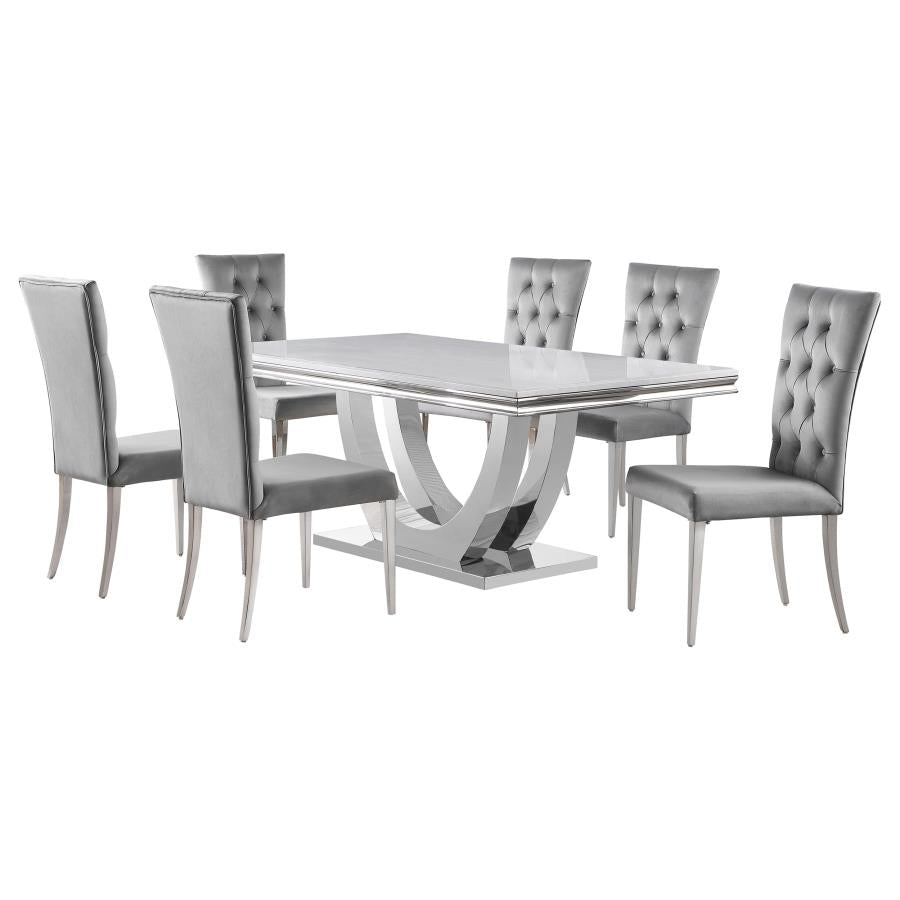 Kerwin 7-piece Rectangular Dining Table Set Grey and Chrome-zoom-2