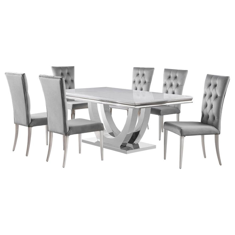 Kerwin 7-piece Rectangular Dining Table Set Grey and Chrome-zoom-