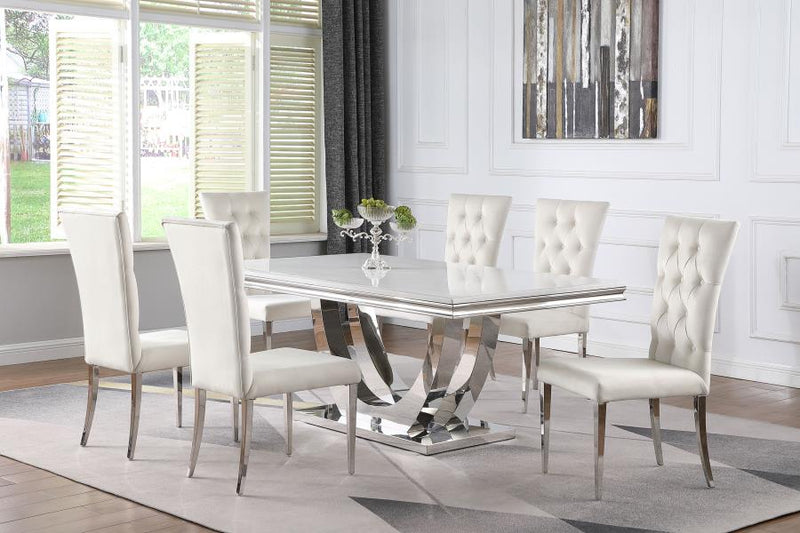 Kerwin 7-piece Rectangular Dining Table Set White and Chrome-zoom-
