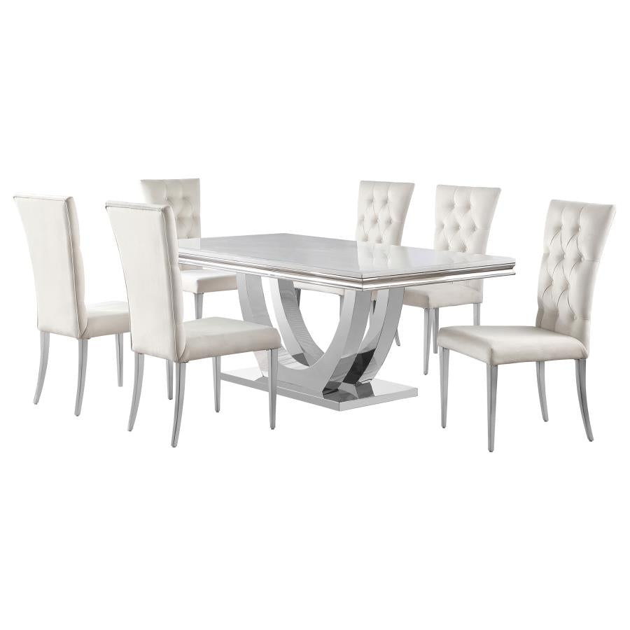 Kerwin 7-piece Rectangular Dining Table Set White and Chrome-zoom-2