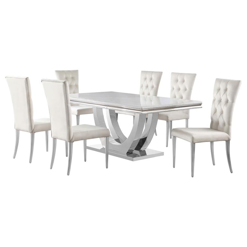 Kerwin 7-piece Rectangular Dining Table Set White and Chrome-zoom-