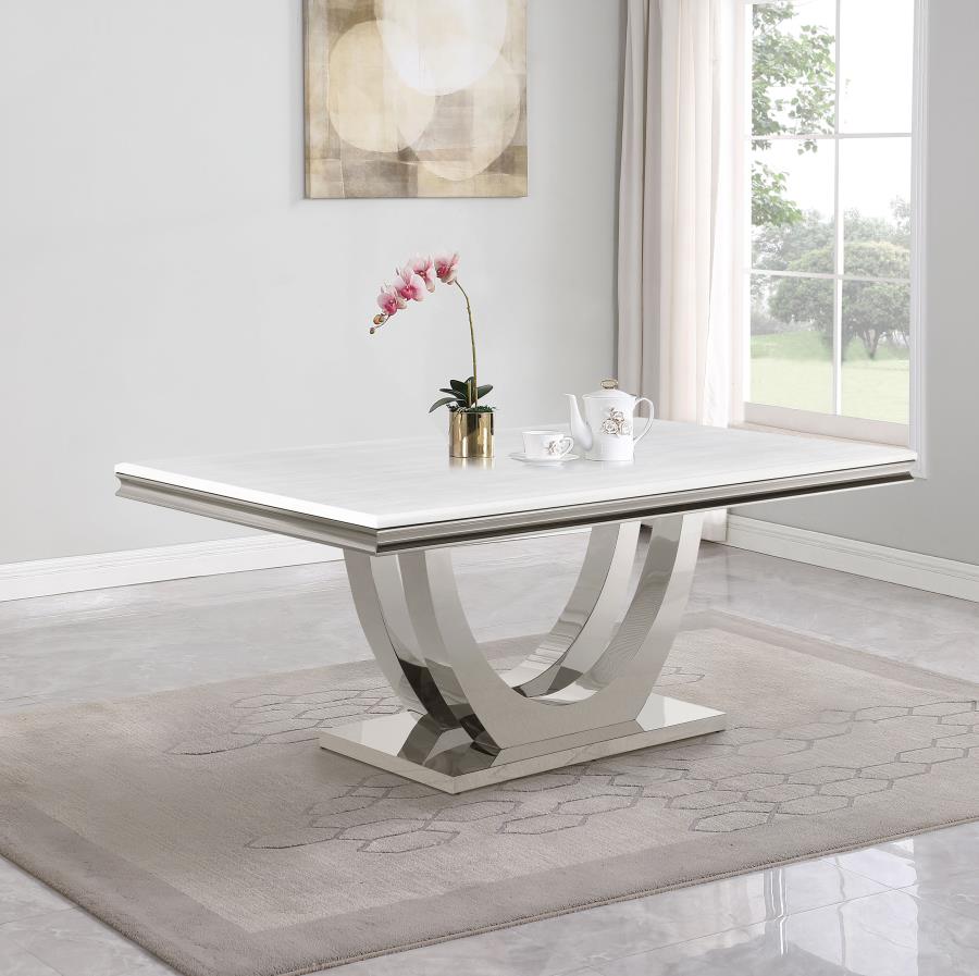 Kerwin Rectangular 71-inch Stone Top Dining Table White-zoom-2