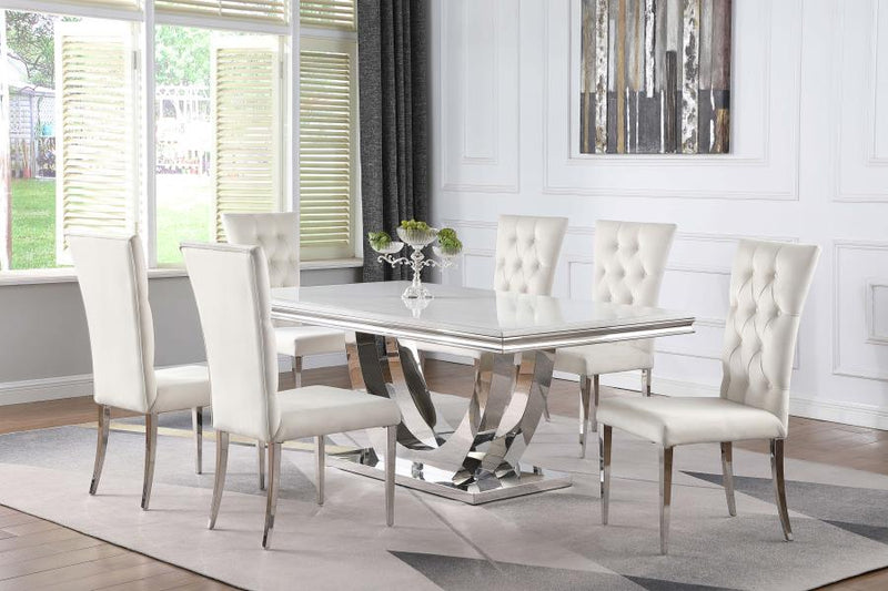 Kerwin Rectangular 71-inch Stone Top Dining Table White-zoom-