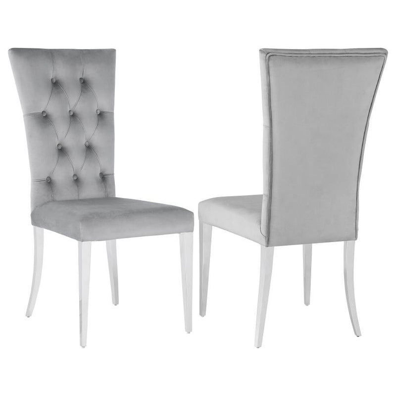 Kerwin Velvet Upholstered Dining Side Chair Grey (Set of 2)-zoom-