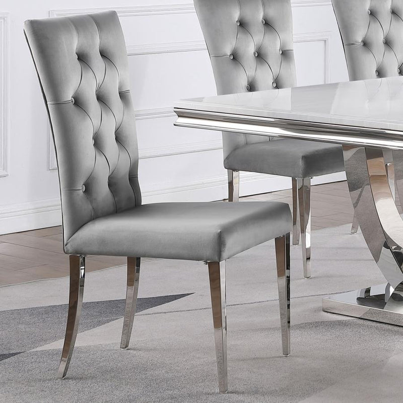 Kerwin Velvet Upholstered Dining Side Chair Grey (Set of 2)-zoom-