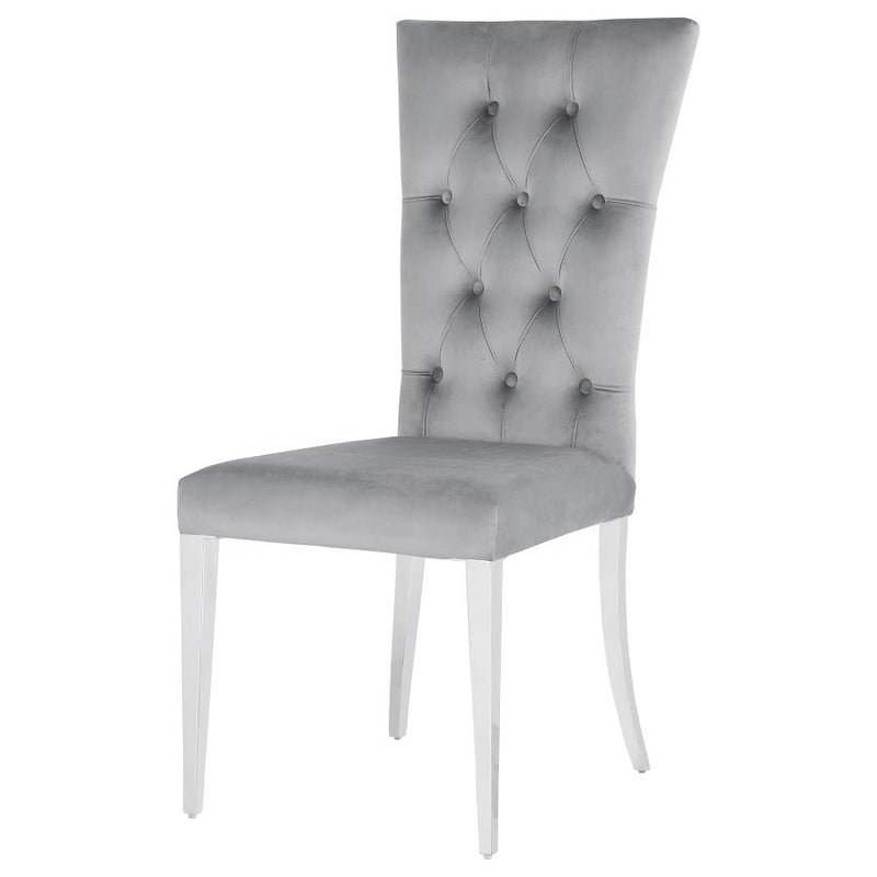 Kerwin Velvet Upholstered Dining Side Chair Grey (Set of 2)-zoom-