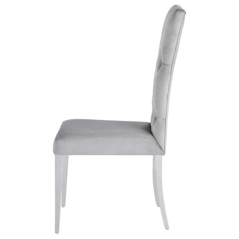 Kerwin Velvet Upholstered Dining Side Chair Grey (Set of 2)-zoom-