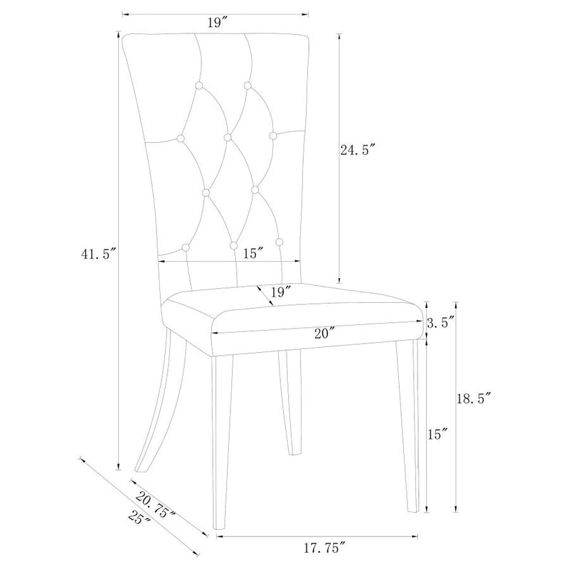 Kerwin Velvet Upholstered Dining Side Chair Grey (Set of 2)-zoom-