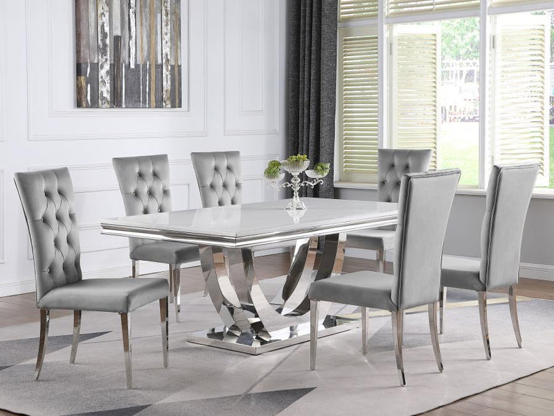 Kerwin Velvet Upholstered Dining Side Chair Grey (Set of 2)-zoom-
