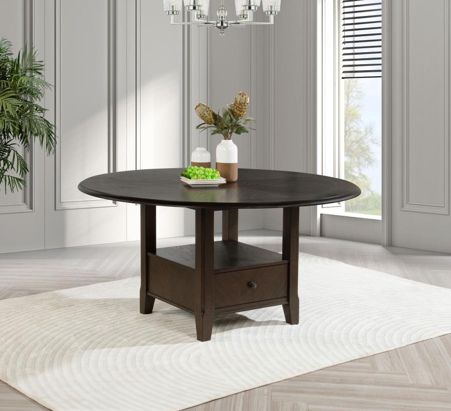 Twyla 60-inch Round Dining Table with Drawer Dark Cocoa-2