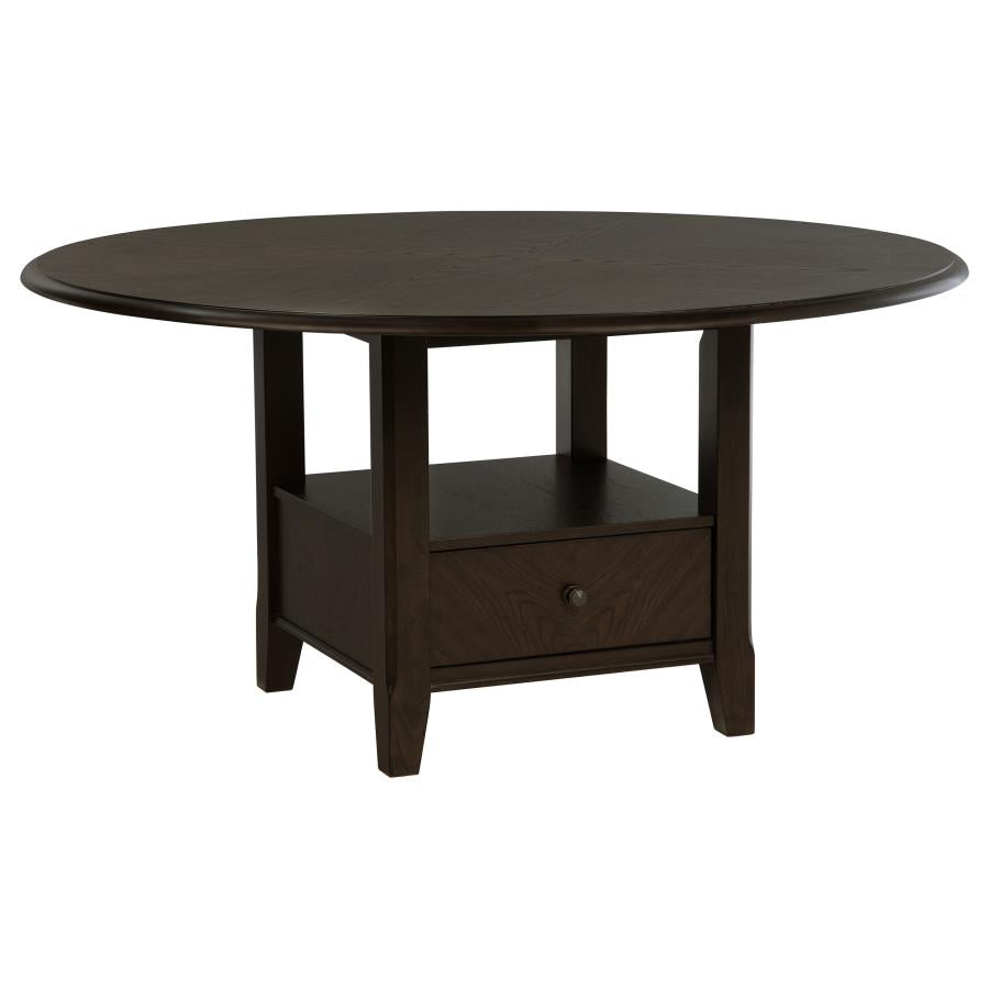 Twyla 60-inch Round Dining Table with Drawer Dark Cocoa-1
