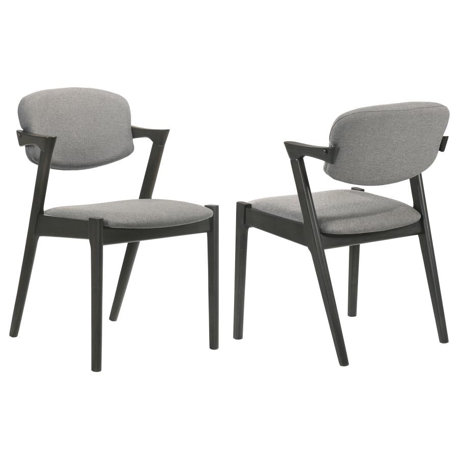 Stevie Padded Wood Dining Arm Chair Black (Set of 2)-zoom-1