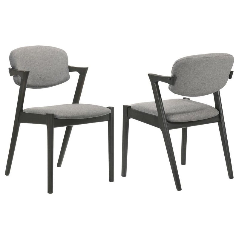 Stevie Padded Wood Dining Arm Chair Black (Set of 2)-zoom-