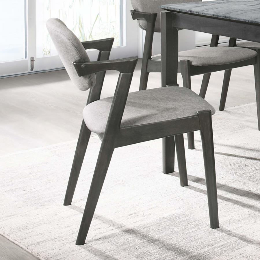 Stevie Padded Wood Dining Arm Chair Black (Set of 2)-2