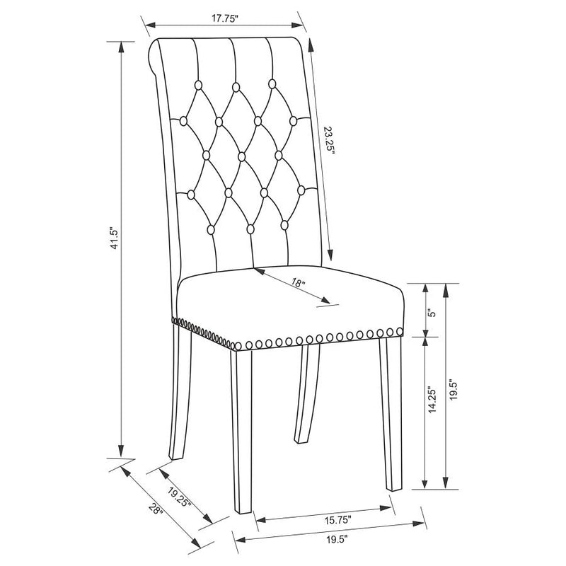 Alana Fabric Upholstered Dining Side Chair Grey (Set of 2)-zoom-