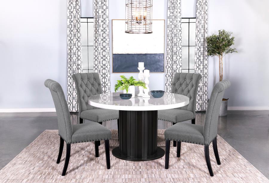 Alana Fabric Upholstered Dining Side Chair Grey (Set of 2)-14