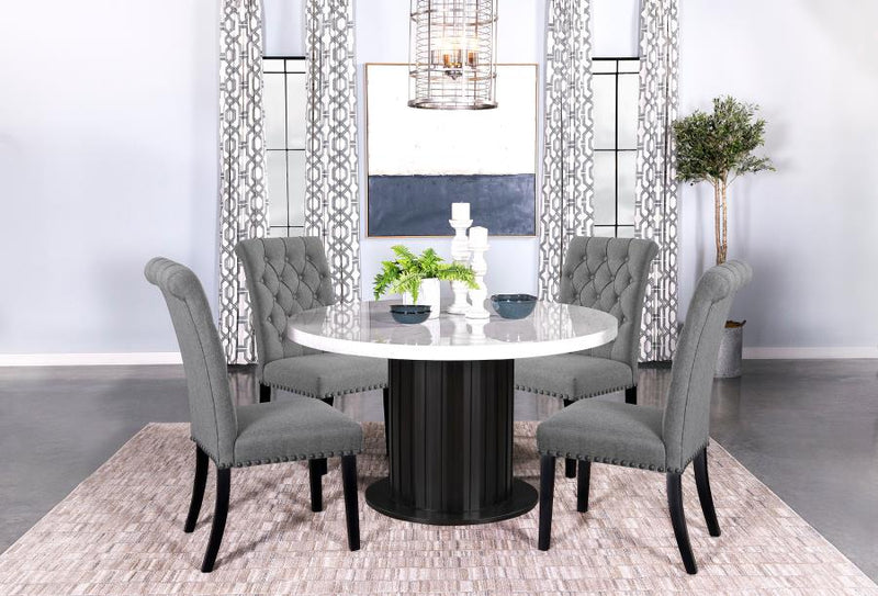 Alana Fabric Upholstered Dining Side Chair Grey (Set of 2)-zoom-
