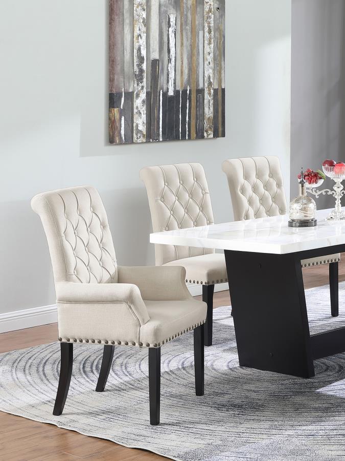 Alana Velvet Upholstered Dining Arm Chair Sand-zoom-2