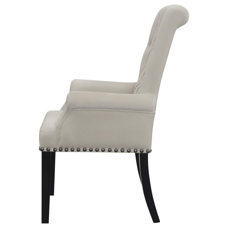 Alana Velvet Upholstered Dining Arm Chair Sand-zoom-