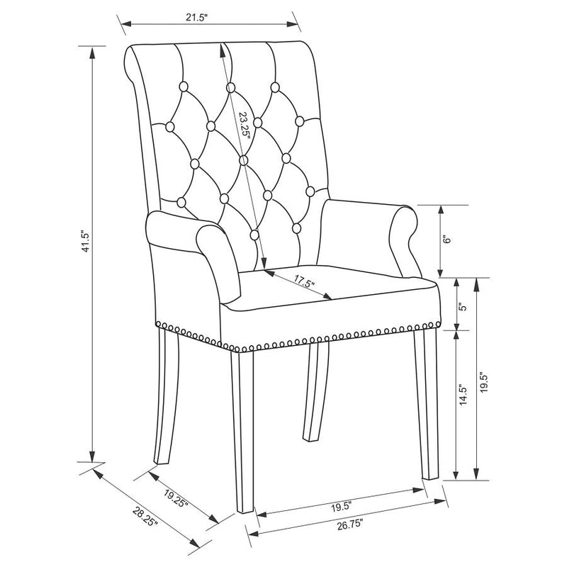 Alana Velvet Upholstered Dining Arm Chair Sand-zoom-