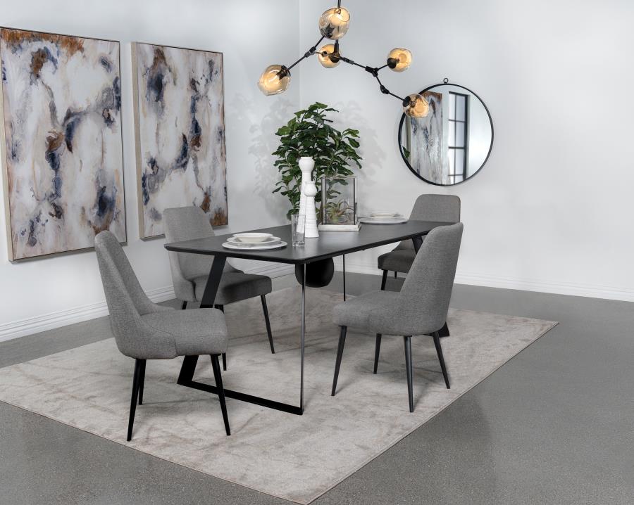 Smith 5-piece Rectangular Ceramic Top Dining Table Set Black-zoom-1