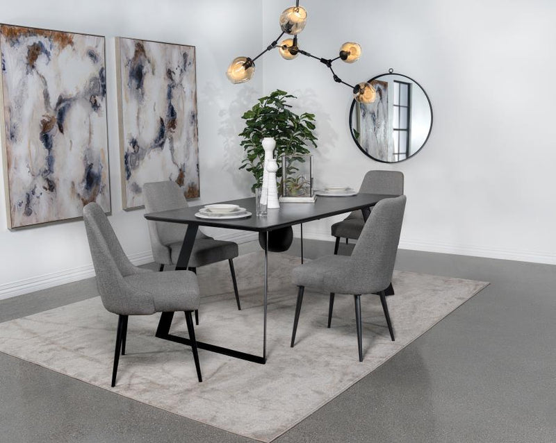 Smith 5-piece Rectangular Ceramic Top Dining Table Set Black-zoom-