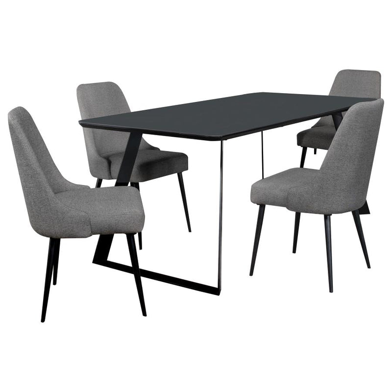 Smith 5-piece Rectangular Ceramic Top Dining Table Set Black-zoom-