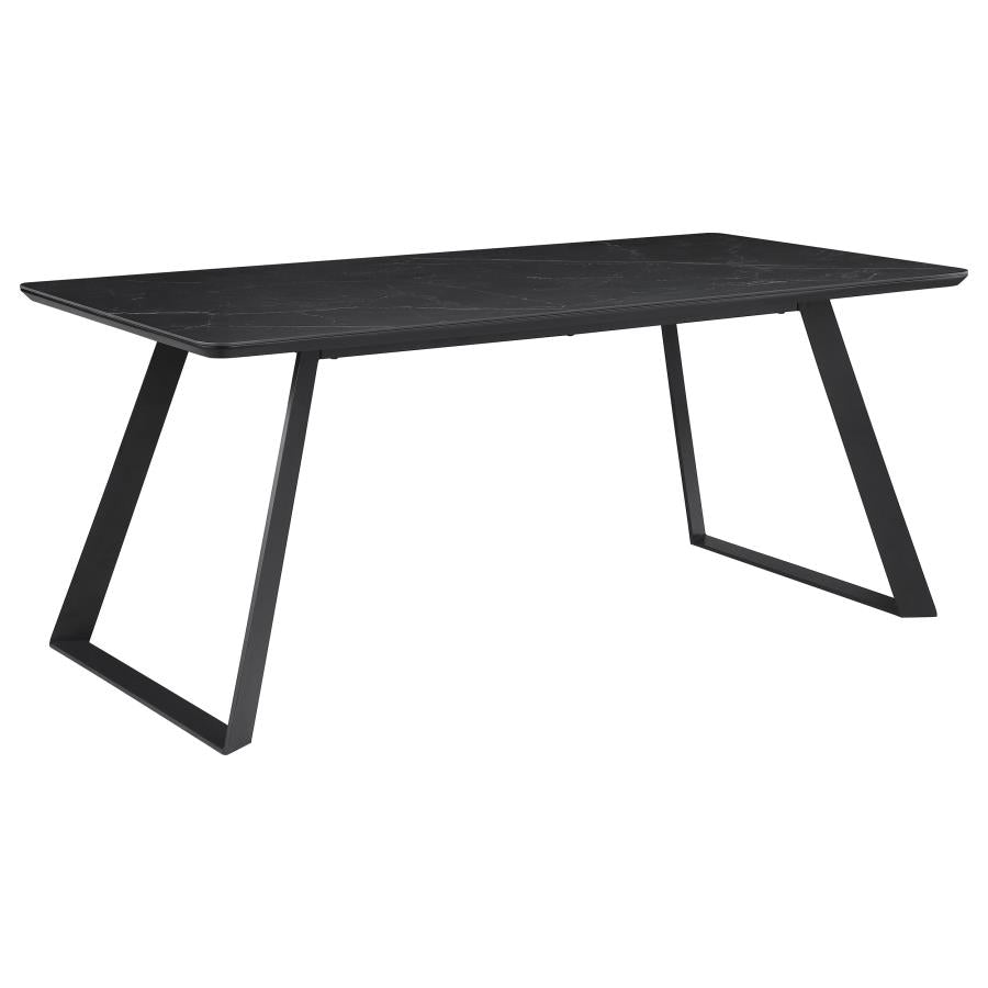 Smith 7-piece Rectangular Ceramic Top Dining Table Set Black-zoom-3