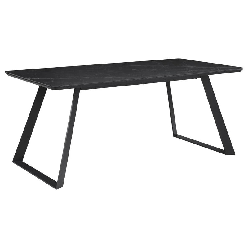 Smith 7-piece Rectangular Ceramic Top Dining Table Set Black-zoom-