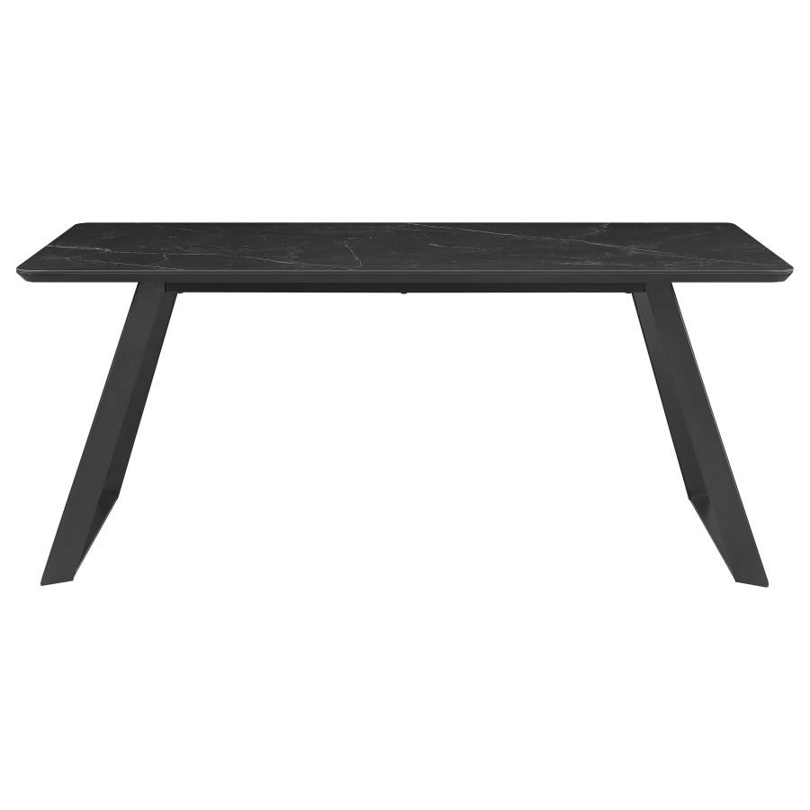 Smith 7-piece Rectangular Ceramic Top Dining Table Set Black-4