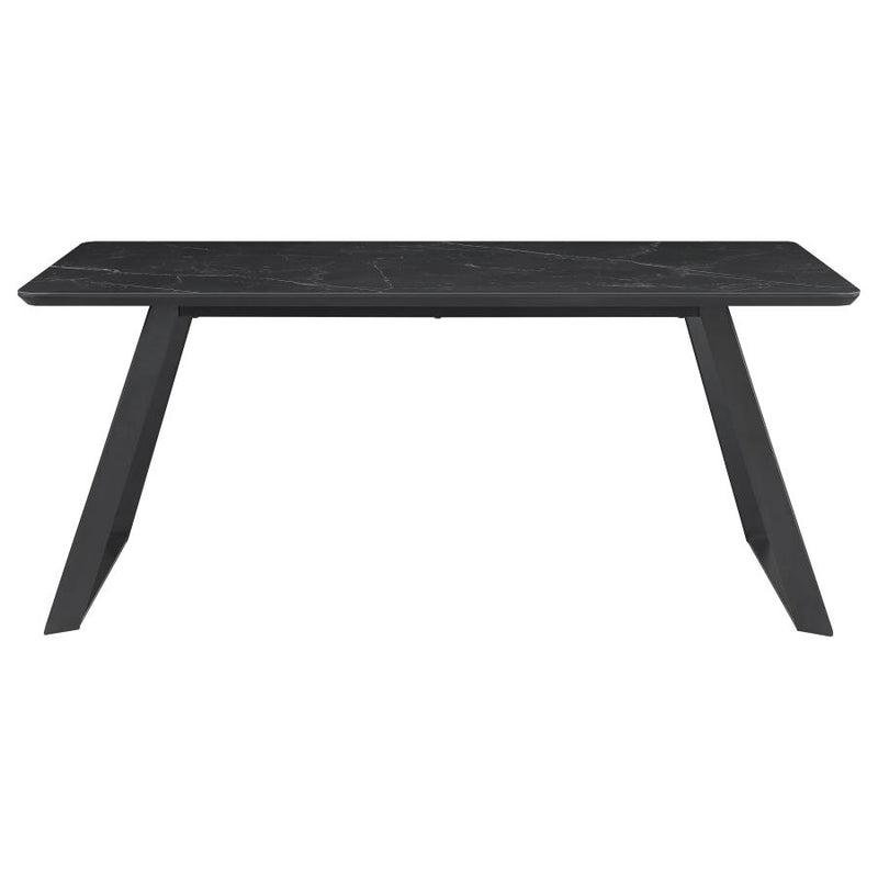 Smith 7-piece Rectangular Ceramic Top Dining Table Set Black-zoom-