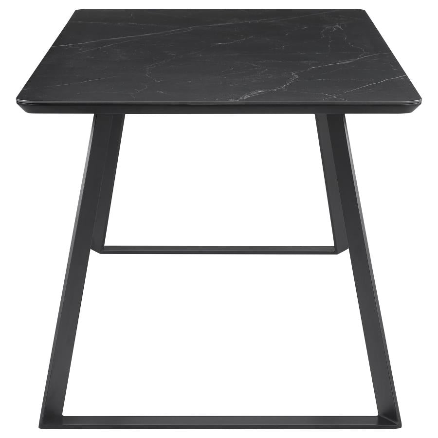 Smith 7-piece Rectangular Ceramic Top Dining Table Set Black-zoom-5