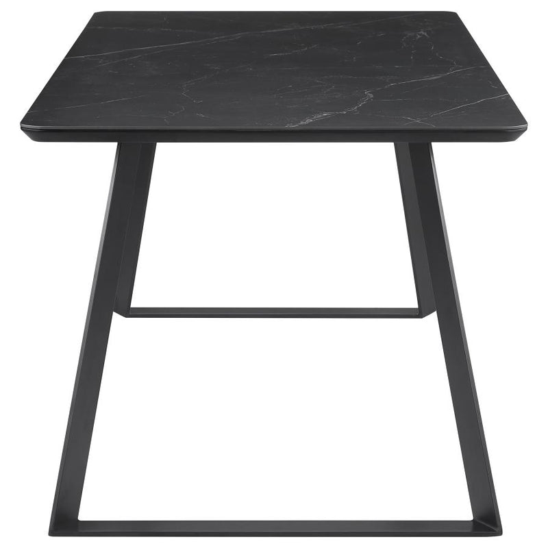 Smith 7-piece Rectangular Ceramic Top Dining Table Set Black-zoom-