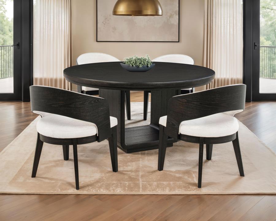 Leandro 5-piece Round Dining Table Set Burnished Black-1