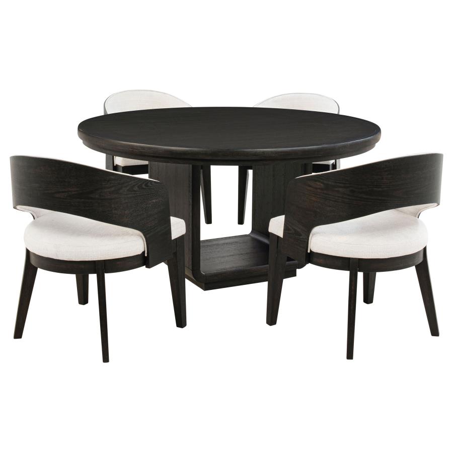 Leandro 5-piece Round Dining Table Set Burnished Black-2