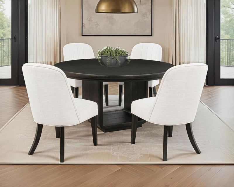 Leandro 5-piece Round Dining Table Set Burnished Black-zoom-
