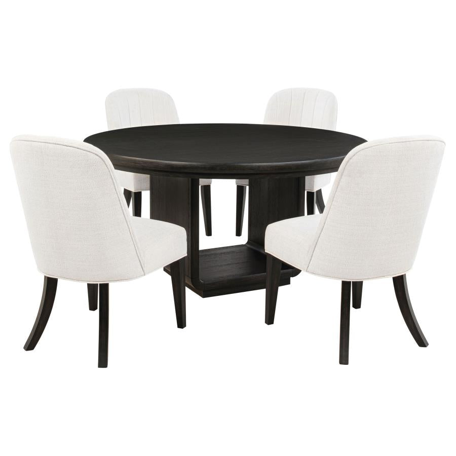 Leandro 5-piece Round Dining Table Set Burnished Black-zoom-2