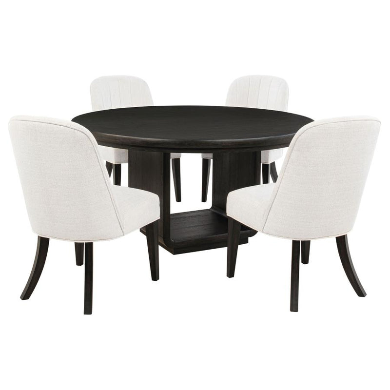 Leandro 5-piece Round Dining Table Set Burnished Black-zoom-