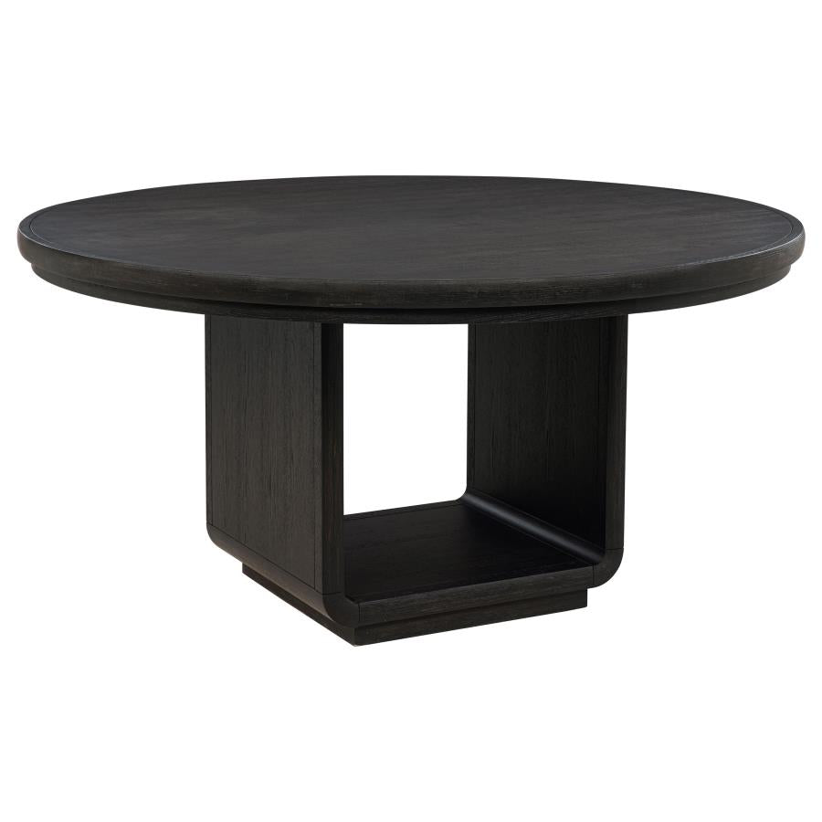 Leandro 7-piece Round Dining Table Set Burnished Black-3