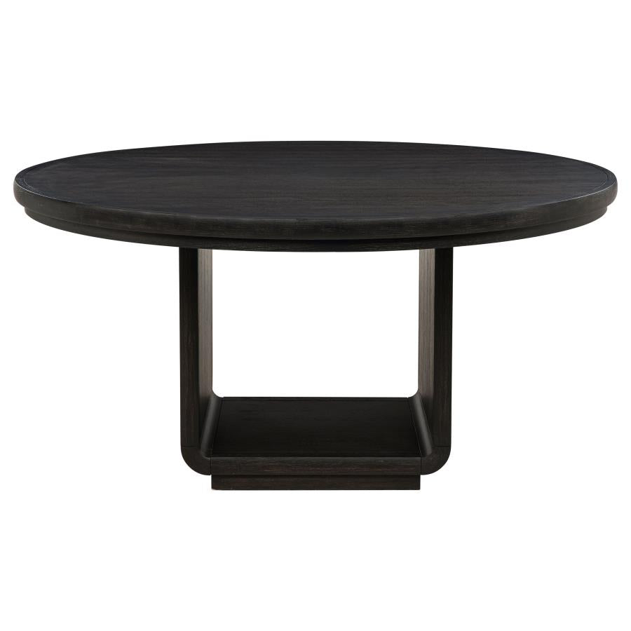 Leandro 7-piece Round Dining Table Set Burnished Black-zoom-4