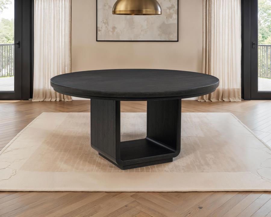 Leandro 60-inch Round Dining Table Burnished Black-2